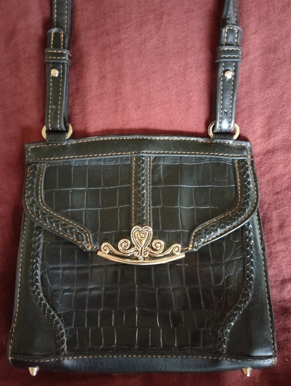 Croc Embossed Little Black Bag